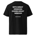 Back view of the black KYNVRO With Great Drinking Comes Great Wisdom graphic T-shirt