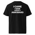 Back view of the black KYNVRO I Came I Saw I Made It Awkward graphic T-shirt